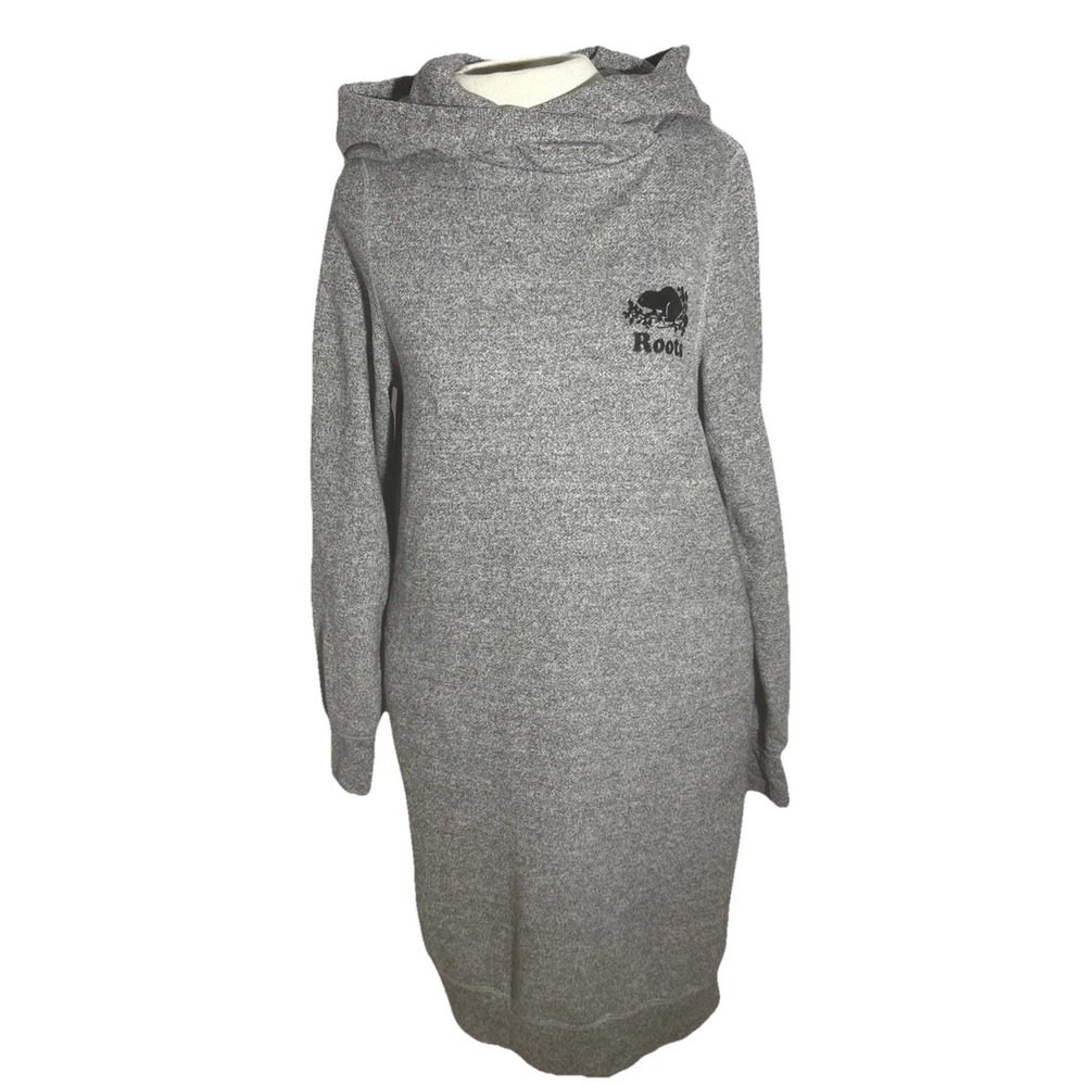 Roots Hooded Sweatshirt Dress Tunic Length Long Sleeve Cotton Women's Size SP